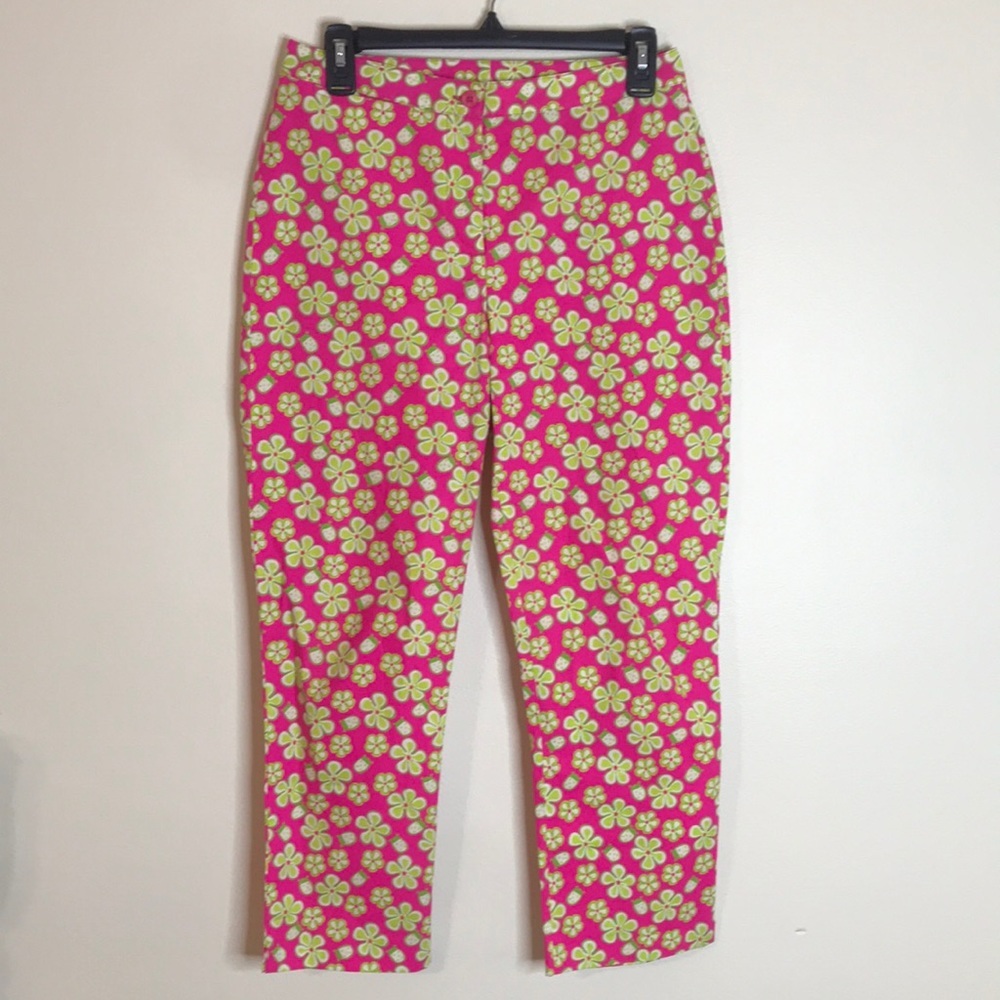 Lilly Pulitzer 90s colorful "Dunebuggy" KNIT cropped pants size 2/28